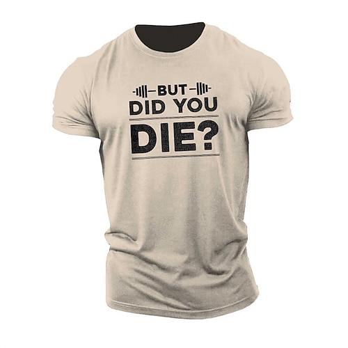 

Men's Unisex T shirt Tee Letter Graphic Prints Crew Neck Khaki Short Sleeve Hot Stamping Outdoor Street Print Tops Sports Designer Casual Big and Tall / Summer / Summer
