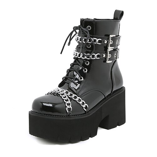 

Women's Boots Goth Boots Booties Ankle Boots Buckle Chunky Heel Round Toe Closed Toe Daily Outdoor Walking Shoes Faux Leather Buckle Fall Winter Solid Colored Black