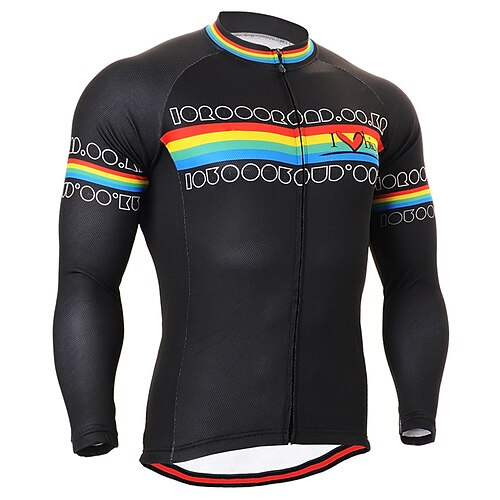 

21Grams Men's Cycling Jersey Long Sleeve Bike Top with 3 Rear Pockets Mountain Bike MTB Road Bike Cycling Breathable Quick Dry Moisture Wicking Reflective Strips Black Stripes Polyester Spandex Sports