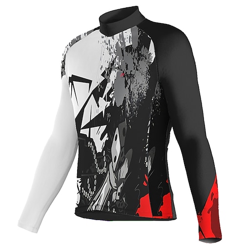 

21Grams Men's Cycling Jersey Long Sleeve Bike Top with 3 Rear Pockets Mountain Bike MTB Road Bike Cycling Breathable Quick Dry Moisture Wicking Reflective Strips Black Graffiti Polyester Spandex