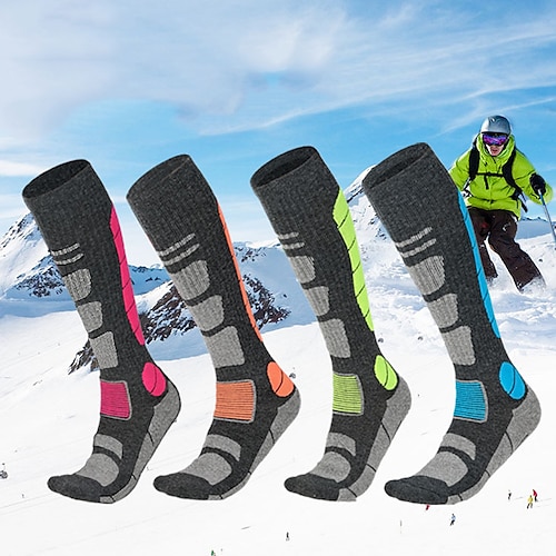 

Men's Women's Merino Wool Hiking Socks Ski Socks Sports Socks Outdoor Breathable Soft Sweat wicking Comfortable Socks Wool dark grey black grey orange for Fishing Climbing Camping