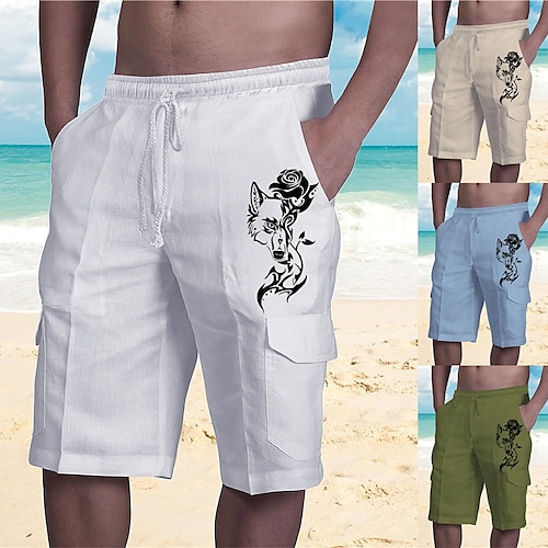 

Men's Designer Streetwear Shorts Beach Shorts Drawstring Elastic Waist Multiple Pockets Short Pants Casual Daily Micro-elastic Graphic Patterned Rose Breathable Soft Mid Waist Green White Blue Khaki