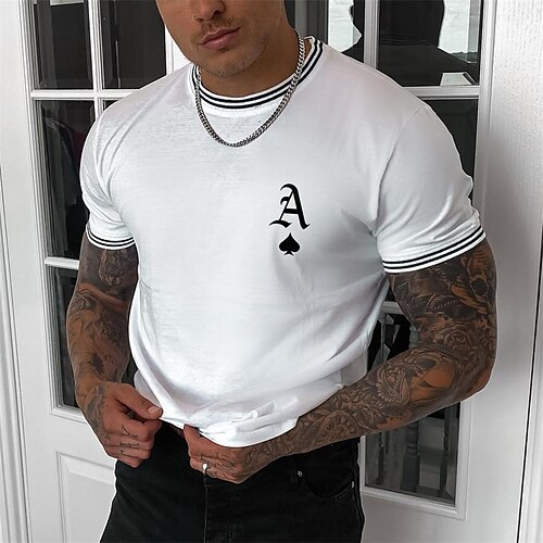 

Men's Unisex T shirt Tee Hot Stamping Graphic Prints Poker Crew Neck Street Daily Print Short Sleeve Tops Designer Casual Big and Tall Sports White Black / Summer / Summer