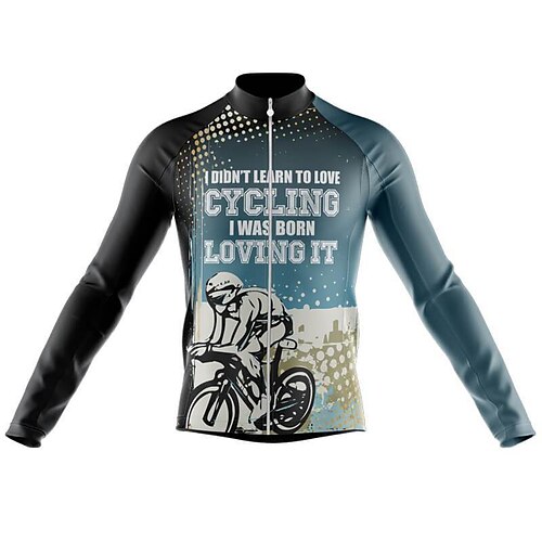 

21Grams Men's Cycling Jersey Long Sleeve Bike Top with 3 Rear Pockets Mountain Bike MTB Road Bike Cycling Breathable Quick Dry Moisture Wicking Reflective Strips Blue Graphic Polyester Spandex Sports