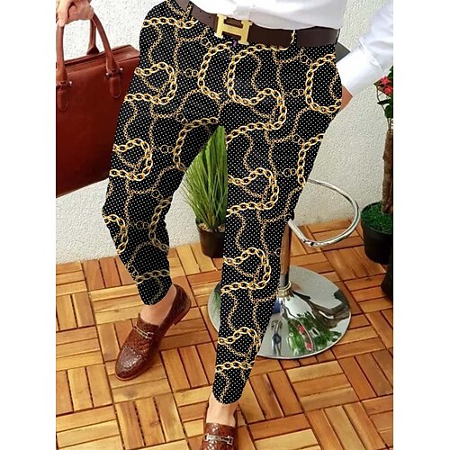 

Men's Chinos Trousers Jogger Pants Print Geometry Full Length Casual Daily Trousers Smart Casual Black Micro-elastic