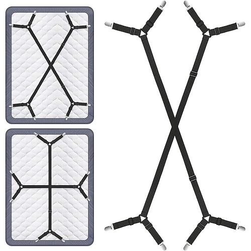 

Bed Sheet Fasteners, Adjustable Triangle Elastic Suspenders Gripper Holder Straps Clip for Bed Sheets,Mattress Covers, Sofa Cushion