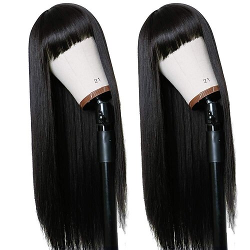 

Long Straight Remy Hair Wigs Pure Pink Heat Resistant Fiber Hair Full Machine Wig with Bangs For Fashion Women(24 Inches Pure Pink Hair)