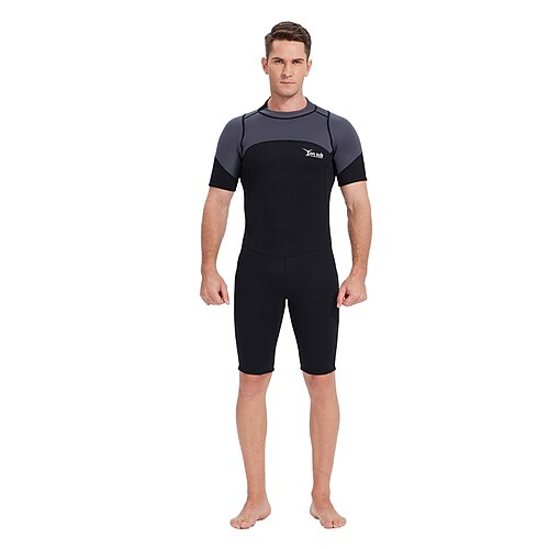 

YON SUB Men's Shorty Wetsuit 3mm SCR Neoprene Diving Suit Thermal Warm UPF50 High Elasticity Short Sleeve Back Zip - Swimming Diving Surfing Scuba Patchwork Spring Summer Winter