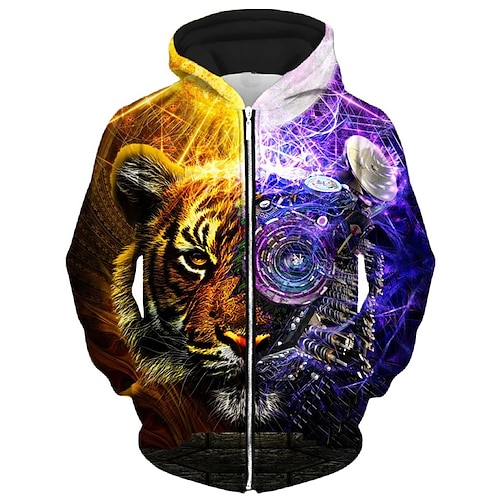 

Men's Unisex Full Zip Hoodie Jacket Hooded Color Block Stripes Graphic Prints Zipper Print Sports Outdoor Daily Sports 3D Print Basic Streetwear Hoodies Sweatshirts Long Sleeve Purple