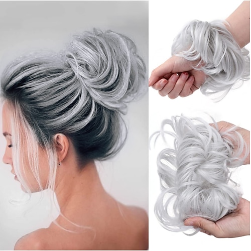 

1 Piece Hair Bun Hair Piece Scrunchies Thick Up-do Synthetic Wig With Elastic Rubber Band Messy Bun Curly Wavy Donut Ponytail Hair Extension Hair Accessories For Women Girls