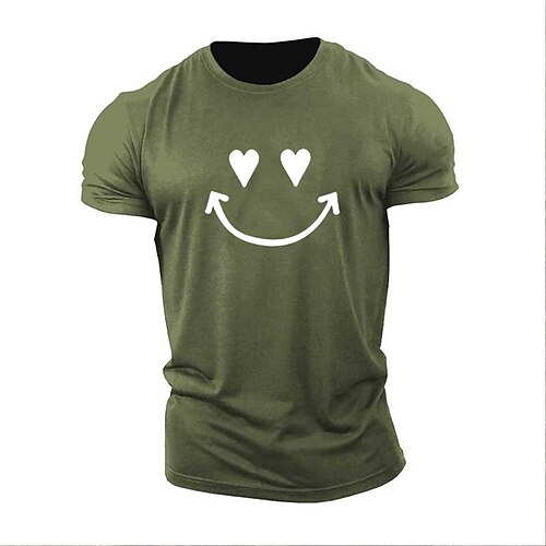 

Men's Unisex T shirt Tee Symbol Graphic Prints Crew Neck Army Green Short Sleeve Hot Stamping Outdoor Street Print Tops Sports Designer Casual Big and Tall / Summer / Summer