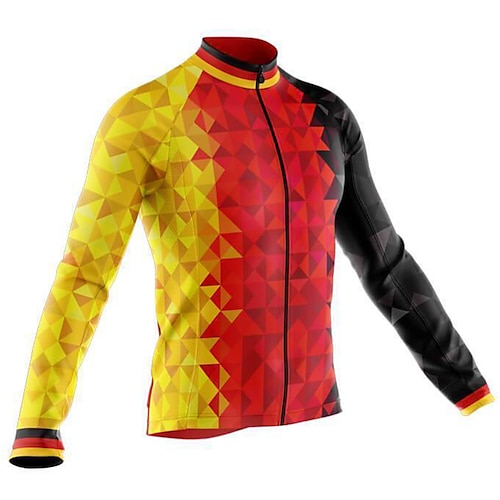 

21Grams Men's Cycling Jersey Long Sleeve Bike Top with 3 Rear Pockets Mountain Bike MTB Road Bike Cycling Breathable Quick Dry Moisture Wicking Reflective Strips Red Germany Polyester Spandex Sports