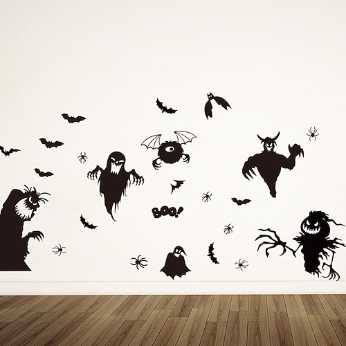 

Halloween Static Stickers Spider Bats Holiday Window Background Decoration Can Be Removed Stickers