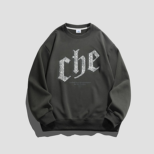 

Men's Sweatshirt Pullover Graphic Patterned Letter Print Sports Outdoor Daily Sports Hot Stamping Basic Casual Hoodies Sweatshirts White Black Gray