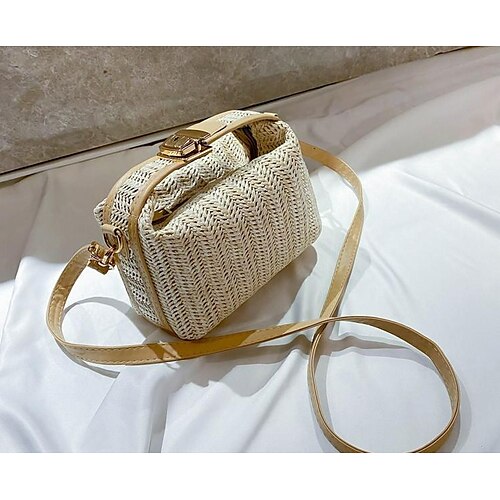 

Women's Girls' Sling Bags Crossbody Bag Top Handle Bag Rattan Straw Daily Date Office & Career Yellow