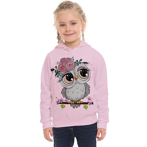 

Kids Girls' Hoodie Animal Outdoor 3D Print Long Sleeve Fashion 3-13 Years Winter Pink