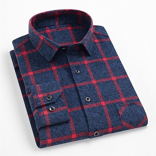 

Men's Dress Shirt Plaid Check Shirt Turndown Blue Royal Blue Dark Gray Navy Blue Black Daily Work Long Sleeve Button-Down Clothing Apparel Business Formal Comfortable Wrinkle-Free