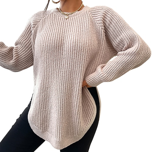 

Women's Plus Size Tops Blouse Plain Long Sleeve Crewneck Streetwear Daily Going out Acrylic Fall Winter khaki