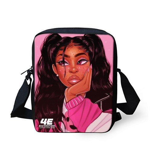 

Unisex Black Girl African American Mobile Phone Bag 3D Print Crossbody Bag Oxford Cloth Zipper 3D Daily Holiday Pink