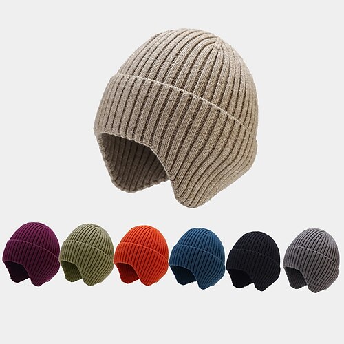 

Men's Women's Slouchy Beanie Hat Skull Cap Sports & Outdoor Daily Solid / Plain Color Polyester Common Warm 1 pcs