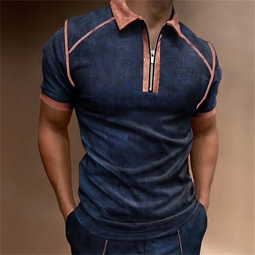 

Men's Collar Polo Shirt Golf Shirt Short Sleeve Solid Colored Turndown Green Black Blue Yellow Outdoor Street Zipper Clothing Apparel Fashion Casual Breathable Comfortable / Summer / Spring / Summer