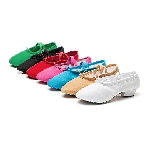 

Women's Ballet Shoes Practice Trainning Dance Shoes Performance Training Stage Flat Flat Heel Elastic Band Green Black Blue