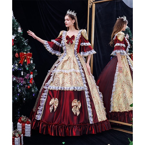

Princess Shakespeare Gothic Rococo Vintage Inspired Medieval Dress Party Costume Christmas Dress Women's Costume Vintage Cosplay Party Masquerade Wedding Party 3/4-Length Sleeve Ball Gown Dress