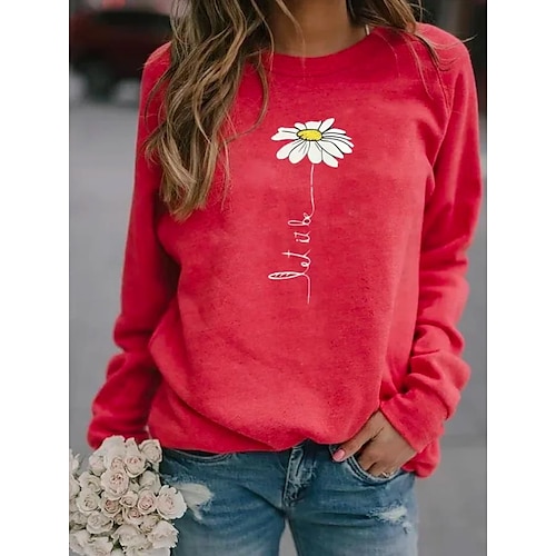 

Women's Sweatshirt Pullover Active Streetwear Print Green White Black Text Giraffe Daily Crew Neck Long Sleeve S M L XL XXL