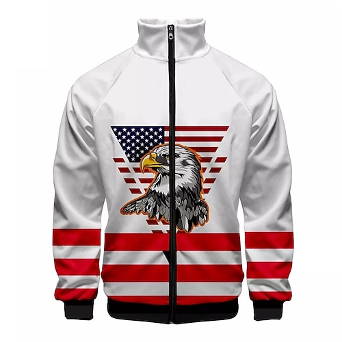 

Men's Unisex Zip Up Sweatshirt Jacket Graphic Prints Eagle Zipper Print Sports Outdoor Daily Sports 3D Print Designer Casual Hoodies Sweatshirts White