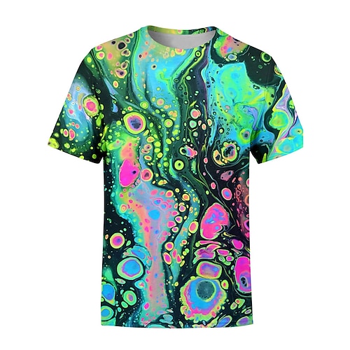 

Men's Unisex T shirt Tee Abstract Graphic Prints Crew Neck Green 3D Print Outdoor Street Short Sleeve Print Clothing Apparel Sports Lightweight Casual Big and Tall / Summer / Summer