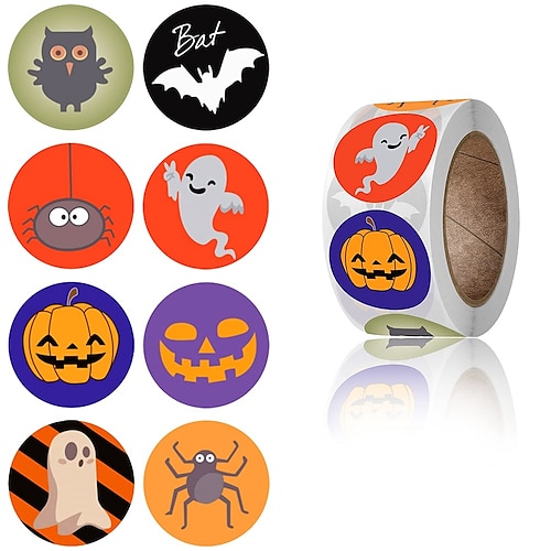 

Halloween Sticker 500 Pcs Halloween Sticker Roll Happy Halloween Stickers for Kids Adults 1 Inch Hocus Pocus Pumpkin Stickers for Trick or Treat Bags Halloween Candy and Card Envelopes