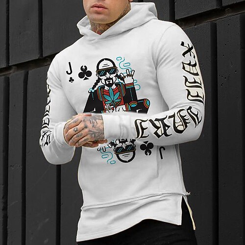 

Men's Pullover Hoodie Sweatshirt Hooded Graphic Letter Print Sports Outdoor Daily Sports Hot Stamping Basic Designer Hoodies Sweatshirts Long Sleeve White Yellow / Spring / Fall