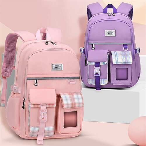 

School Backpack Bookbag Lattice for Student Girls Water Resistant Wear-Resistant Breathable Nylon School Bag Back Pack Satchel 19 inch