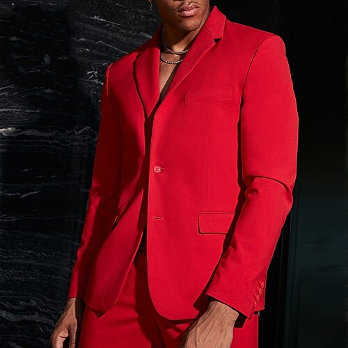 

Men's Blazer Sport Jacket Sport Coat Windproof Street Daily Holiday Single Breasted Lapel Streetwear Casual Comfortable Jacket Outerwear Pure Color Pocket Black Blue Red