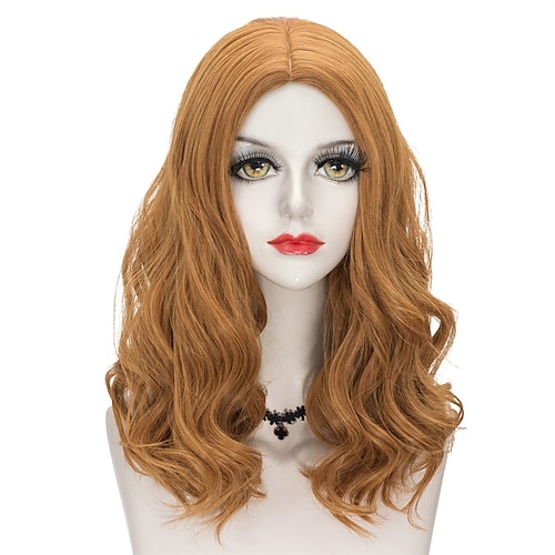 

Long Auburn Wig Medium Length for Women Middle Part Curly Copper Cosplay Wig Wig Cap for Halloween Cotume Party