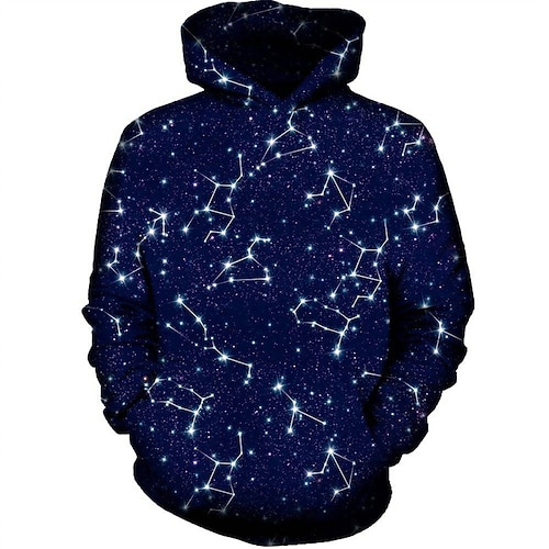 

Men's Unisex Hoodie Pullover Hoodie Sweatshirt Graphic Prints Galaxy Star Print Print Hooded Daily Sports 3D Print Designer Casual Hoodies Sweatshirts Long Sleeve Navy Blue