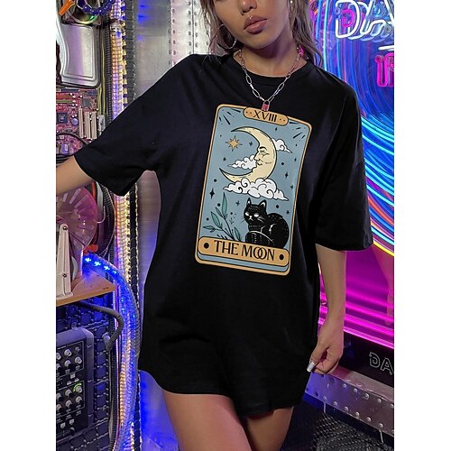 

Women's Funny Tee Shirt Graphic Patterned Daily Going out Funny Tee Shirt Half Sleeve Print Round Neck Basic Green White Black S