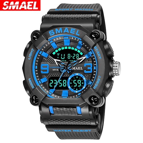 

SMAEL Sport Watch For Men Waterproof 50M LED Chronograph Electronic Clock Dual Time Zone Quartz Military Wristwatches 8052