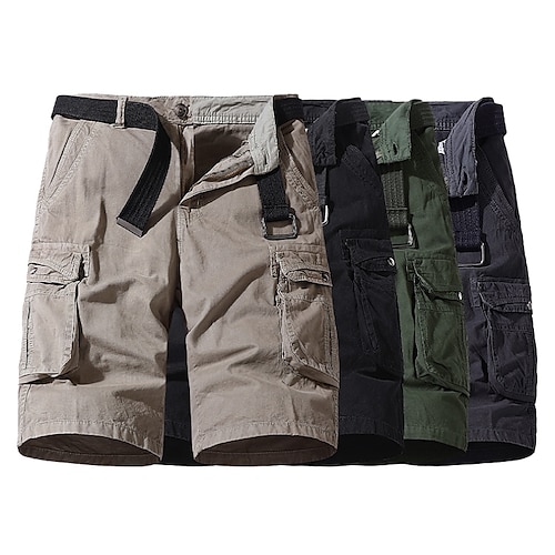 

Men's Chic Modern Casual / Sporty Chinos Shorts Drawstring Zipper Multiple Pockets Knee Length Pants Casual Streetwear Micro-elastic Plain Solid Colored Comfort Breathable Mid Waist Black Gray Army