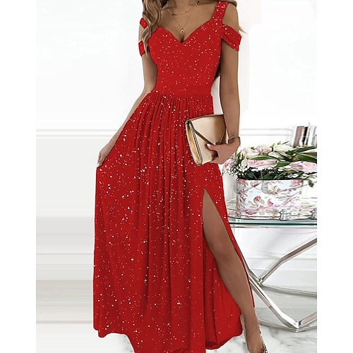 

Women's Party Dress Sheath Dress Long Dress Maxi Dress Red Short Sleeve Pure Color Ruched Winter Fall Spring Deep V Fashion Party Christmas Wedding Guest 2022 S M L XL 2XL 3XL