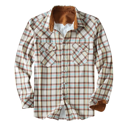 

camisa de franela para hombre camisa chaqueta camisa de lana gráfico a cuadros/a cuadros cobertura de cama estampado azul calle diario manga larga estampado con botones ropa moda casual otoño invierno