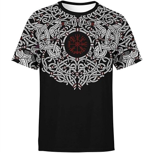 

Men's Unisex T shirt Tee 3D Print Tribal Graphic Prints Crew Neck Street Daily Print Short Sleeve Tops Casual Comfortable Big and Tall Sports Wine / Summer