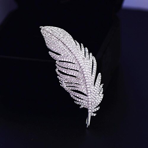 

korean style temperament pin micro-encrusted zircon feather brooch women's suit coat accessories accessories wholesale