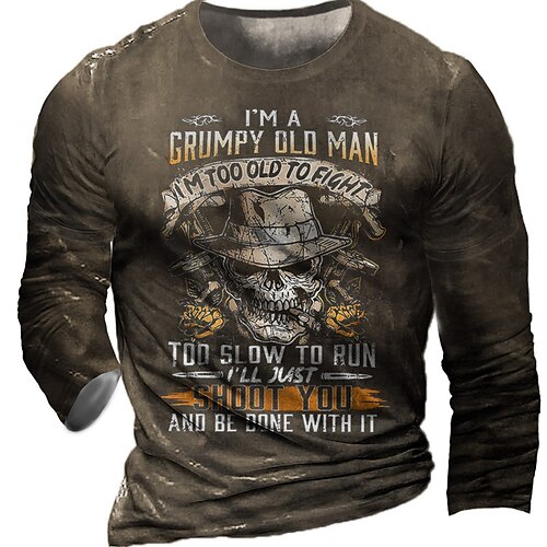 

Men's T shirt Tee Tee Graphic Round Neck Black Army Green Brown Navy Blue Long Sleeve 3D Print Casual Daily Print Tops Fashion Designer Comfortable Big and Tall