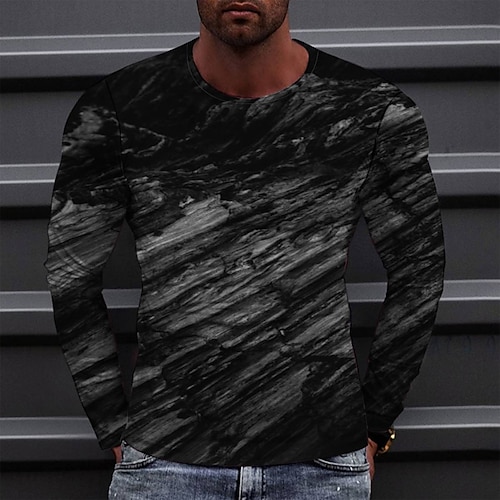 

Men's T shirt Tee Tee Graphic Round Neck Black Long Sleeve 3D Print Casual Daily Print Tops Fashion Designer Comfortable Big and Tall