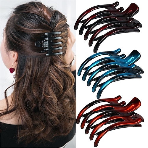 

6pcs Five-toothed Plastic Hairpin Handmade Hair Accessories Female Monster Hand Clip Yin and Yang Color Clip Back Head Clip