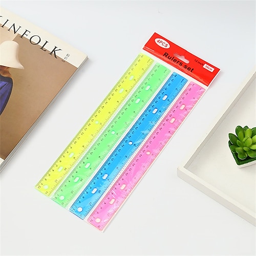 

Color Plastic Ruler 12 (30cm) Inches Centimeter Metric Measuring Rulers