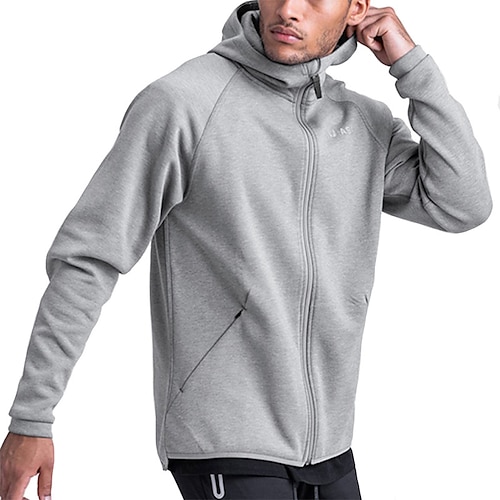 

Men's Full Zip Hoodie Jacket Gray White Black Hooded Solid Color Sports & Outdoor Streetwear Cool Casual Big and Tall Winter Fall Clothing Apparel Hoodies Sweatshirts Long Sleeve / Spring