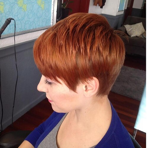 

Ginger Orange Colored Natural Full Machine Made Short Pixie Blunt Cut Human Hair Wigs For Women Straight Bob Wigs Brazilian Remy