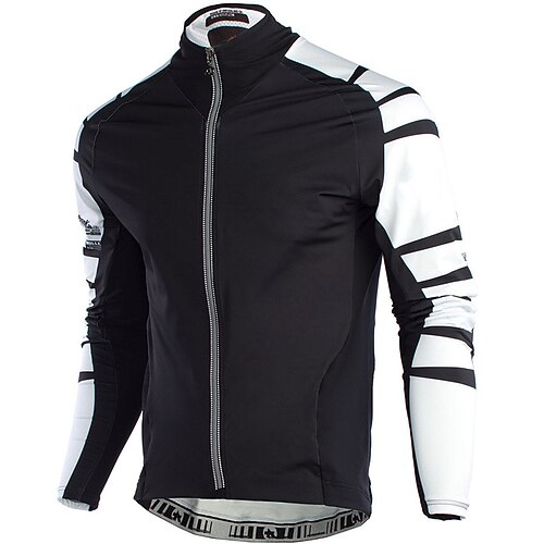 

21Grams Men's Cycling Jersey Long Sleeve Bike Top with 3 Rear Pockets Mountain Bike MTB Road Bike Cycling Breathable Quick Dry Moisture Wicking Reflective Strips Black Color Block Polyester Spandex